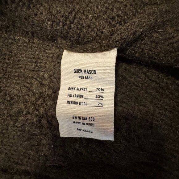 Buck Mason Baby Alpaca Cable Knit Cardigan Sweater (M) - Picture 6 of 7